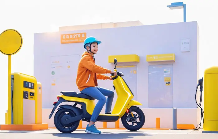 Modern 3D Character Design of Scooter Charging Station image